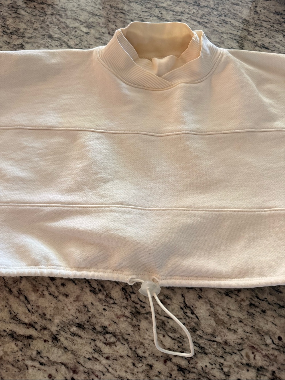 ♡ Joah Brown Cropped Drawcord Pullover Cream French Terry